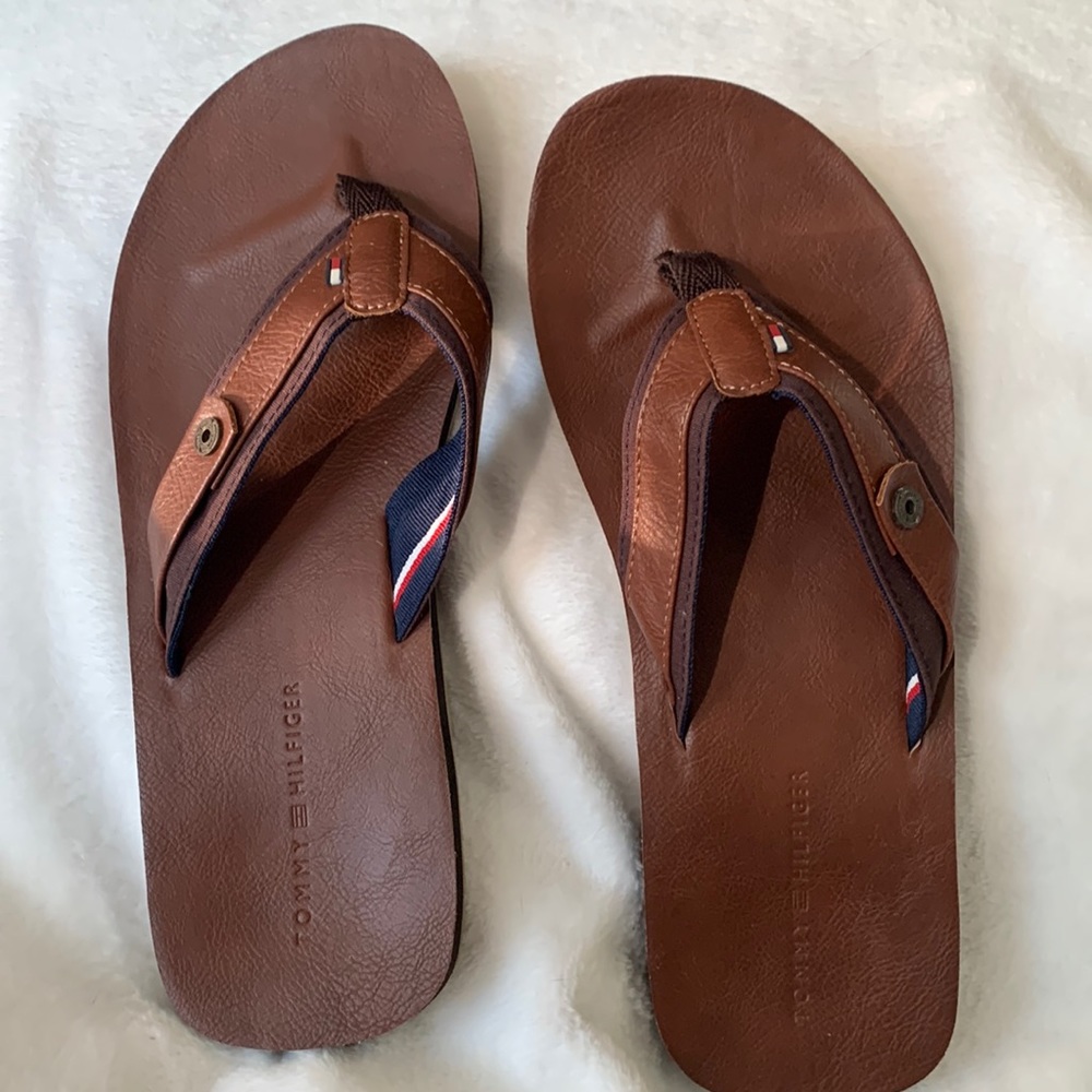 TOMMY HIFIGER LEATHER SLIPPERS MENS SIZE 12